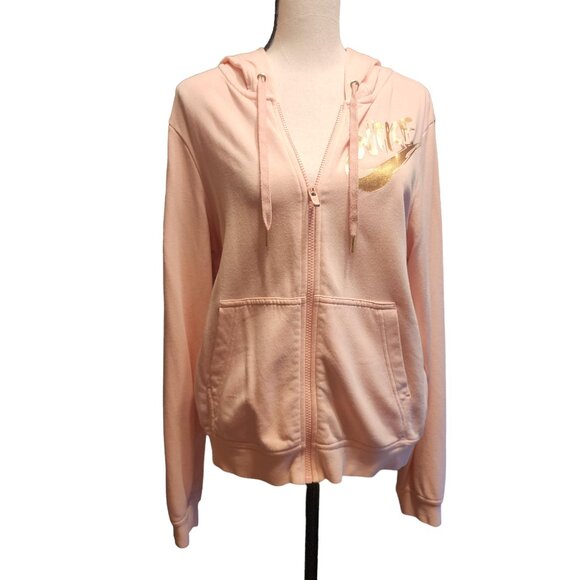 Nike Tops - Nike Zip-Up Hoodie in Pink w/Metallic Logo